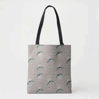 Bloemen Canvas tas - Blauwgroen & Beige op Sunwash