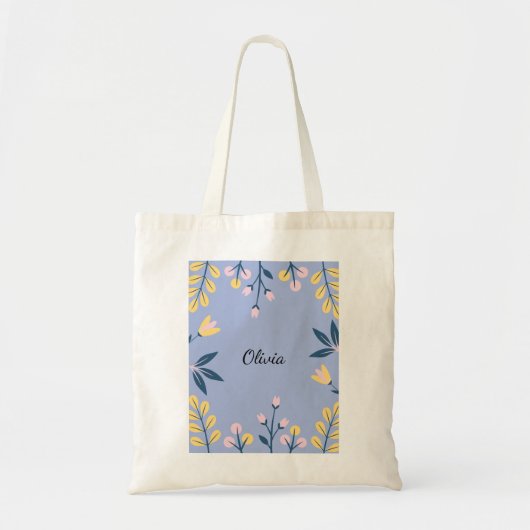 Bloemen Canvas tas - gepersonaliseerd (Voorkant)