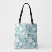 Bloemen canvas tas met mint kleur (Voorkant)