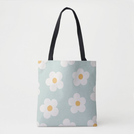 Bloemen Canvas tas, Schattige Daisies Pattern Tas (Voorkant)