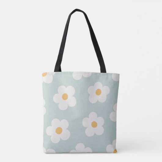 Bloemen Canvas tas, Schattige Daisies Pattern Tas (Achterkant)