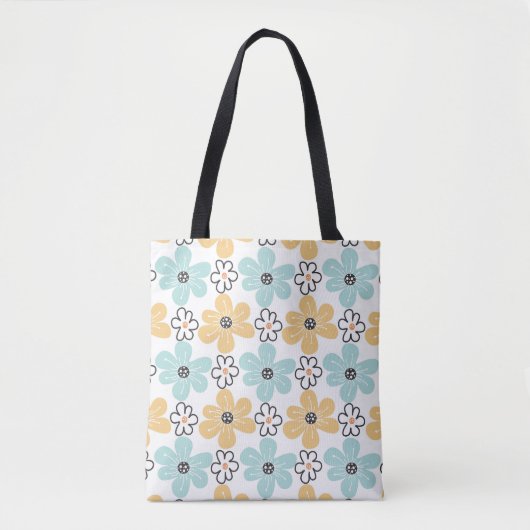 Bloemen Canvas tas, Schattige Daisy Tas, Kleurrijk Tote Bag (Voorkant)