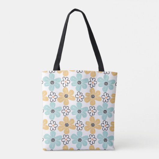 Bloemen Canvas tas, Schattige Daisy Tas, Kleurrijk Tote Bag (Achterkant)