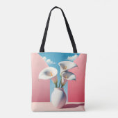 Bloemen Canvas tas- Schattigee bloempot ontwerp. Tote Bag (Achterkant)