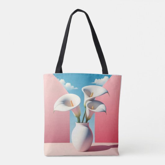 Bloemen Canvas tas- Schattigee bloempot ontwerp. Tote Bag (Achterkant)