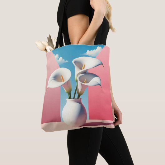 Bloemen Canvas tas- Schattigee bloempot ontwerp. Tote Bag (Dichtbij)