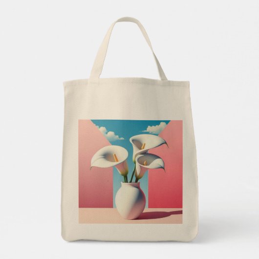 Bloemen Canvas tas- Schattigee bloempot ontwerp. Tote Bag (Achterkant)