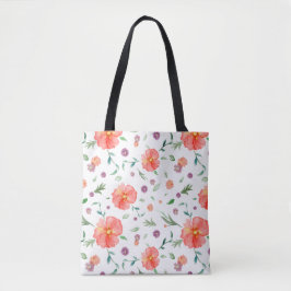 Bloemen Canvas tas voor mama – Warm Waterverf Flow