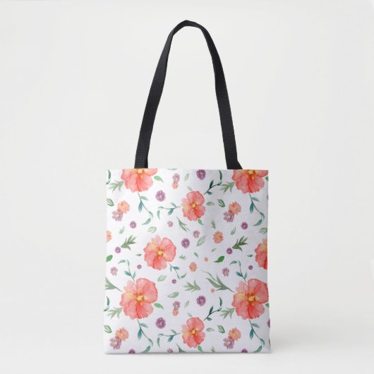 Bloemen Canvas tas voor mama – Warm Waterverf Flow (Voorkant)
