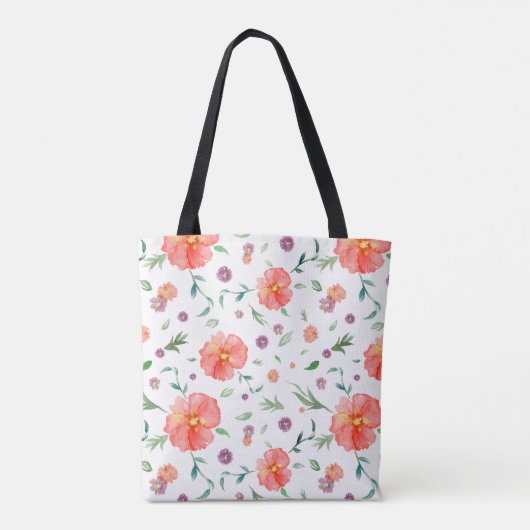 Bloemen Canvas tas voor mama – Warm Waterverf Flow (Achterkant)