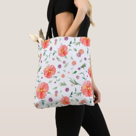 Bloemen Canvas tas voor mama – Warm Waterverf Flow