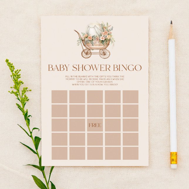 Bloemen  Carriage Bingo Baby shower spel (Creator heeft geüpload)