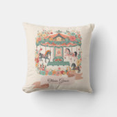 Bloemen Carrousel Paard Custom Meisjes Kussen (Voorkant)