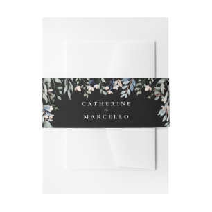 Bloemen Cascade Modern zwart-wit bruiloft Uitnodigingen Wikkel