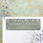 Bloemen Cascade Sage Groen Bruiloft Retouradres Etiket