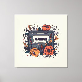 Bloemen Cassettebandje Canvas Afdruk
