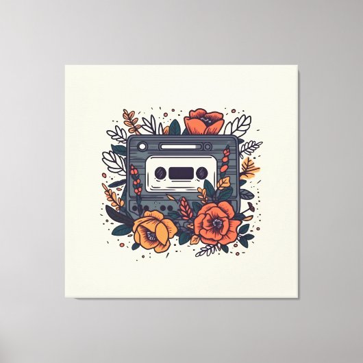 Bloemen Cassettebandje Canvas Afdruk (Voorkant)