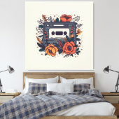 Bloemen Cassettebandje Canvas Afdruk (Insitu (Slaapkamer))