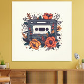 Bloemen Cassettebandje Canvas Afdruk (Insitu (Woonkamer))