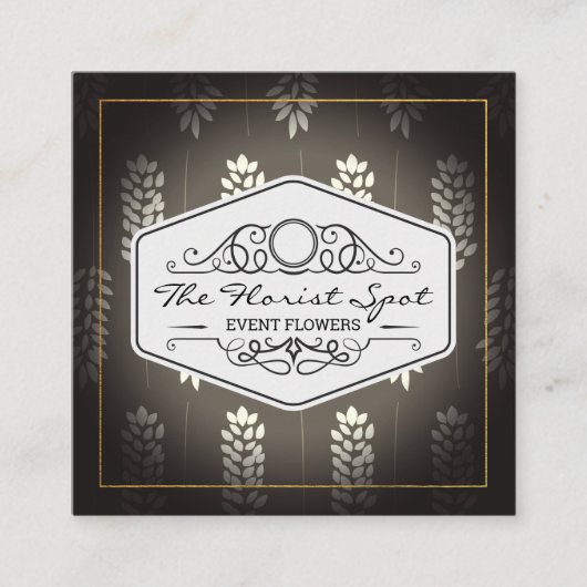 Bloemen | Catering | Botanisch Patroon Vierkante Visitekaartje (Voorkant)