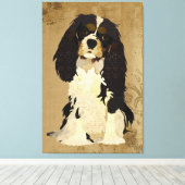 Bloemen Cavalier King Charles Canvas (Insitu (Houten vloer))