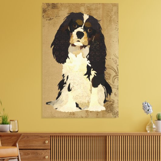 Bloemen Cavalier King Charles Canvas (Insitu (Woonkamer))