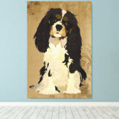 Bloemen Cavalier King Charles Canvas (Insitu (Houten vloer))