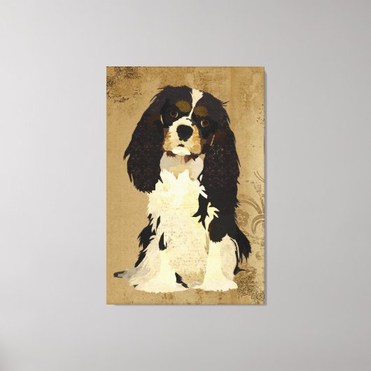  Bloemen Cavalier King Charles Canvas Afdruk (Voorkant)