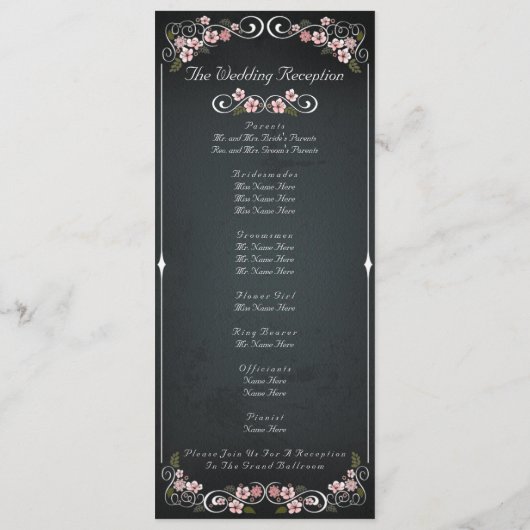 Bloemen Chalkboard  Bold Wedding Program Programmakaart (Achterkant)