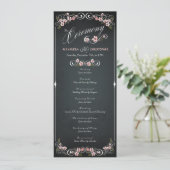 Bloemen Chalkboard  Bold Wedding Program Programmakaart (Staand voorkant)