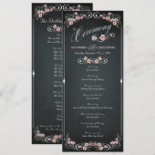 Bloemen Chalkboard  Bold Wedding Program Programmakaart (Voorkant / Achterkant)