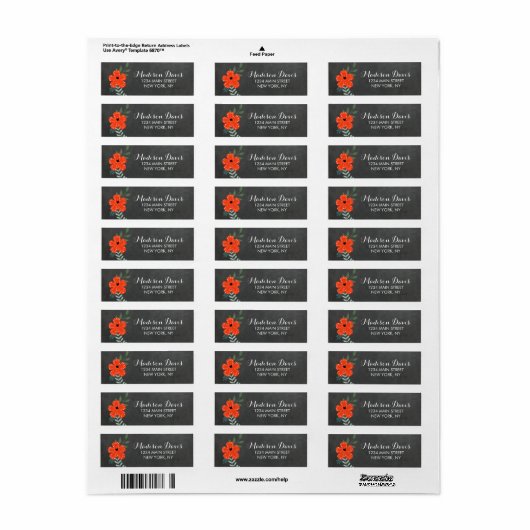  Bloemen Chalkboard bruiloft Adresetiketten Etiket (Full Sheet)