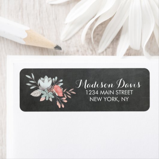 Bloemen Chalkboard bruiloft Adresetiketten Etiket (Insitu)