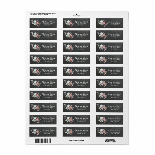  Bloemen Chalkboard bruiloft Adresetiketten Etiket (Full Sheet)