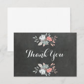 Bloemen Chalkboard Flat Dank u kaart (Voorkant / Achterkant)