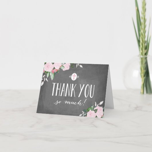 Bloemen Chalkboard Religious Thank You Card Bedankkaart (Voorkant)
