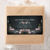 Bloemen Chalkboard  vet adreslabel Etiket (Insitu)