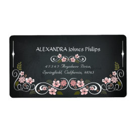 Bloemen Chalkboard  vet adreslabel Etiket