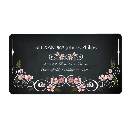 Bloemen Chalkboard  vet adreslabel Etiket (Voorkant)