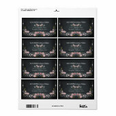 Bloemen Chalkboard  vet adreslabel Etiket (Full Sheet)