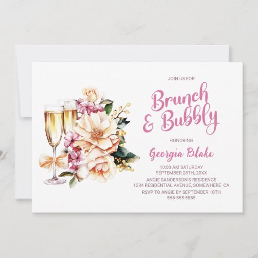 Bloemen Champagne Brunch en Bubbly Kaart (Voorkant)