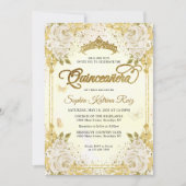 Bloemen Champagne Gold Glitter Crown Quinceañera Kaart (Voorkant)