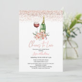 Bloemen Champagne Proost om van Vrijgezellenfeest  Kaart (Staand voorkant)