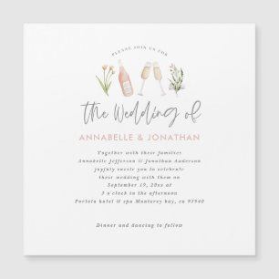 bloemen champagnet moderne scriptaankondiging