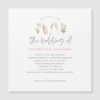 bloemen champagnet moderne scriptaankondiging