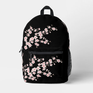 Bloemen Cherry Blossom Blush Pink Black Bedrukte Rugzak