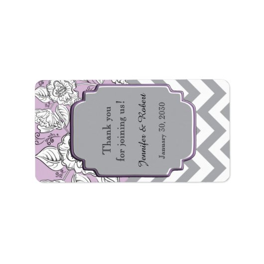 Bloemen Chevron Bruiloft Lip Balm Label (Voorkant)
