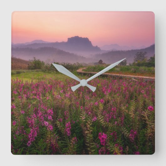 Bloemen | Chiang Dao, Chiang Mai, Thailand Vierkante Klok (Voorkant)