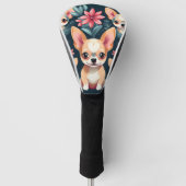 Bloemen Chihuahua Pet Golfheadcover (Voorkant)