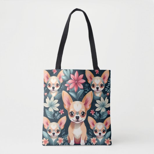 Bloemen Chihuahua Pet Tote Bag (Voorkant)